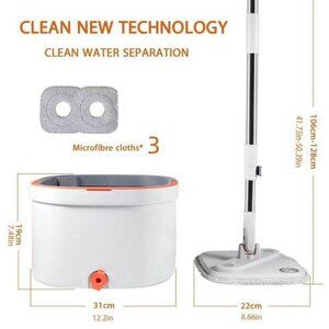 Effortless 360° Microfiber Mop with Water-Separation Bucket – No-Handwash Floor
